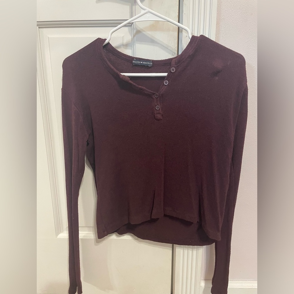 Brandy Melville burgundy henley top